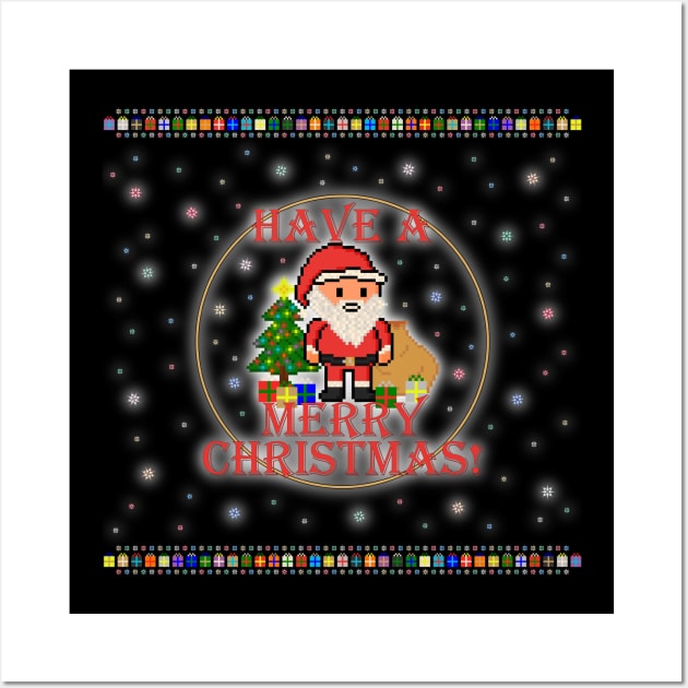 Have A Merry Christmas Santa! (Red Letters on Black) Wall Art by gkillerb